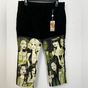 Custo Barcelona Y2K Style Champagne Girls Black and Green Graphic Skinny Jeans